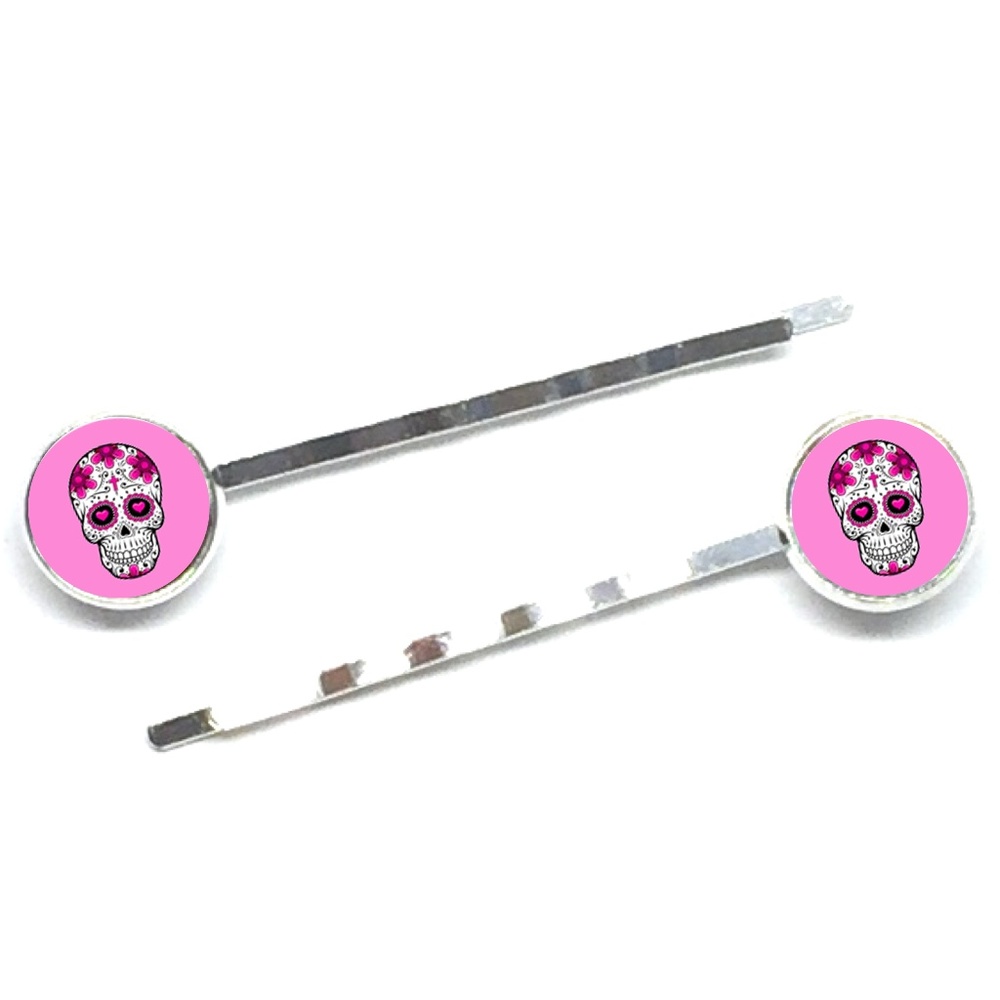 Pink Sugar Skull Hair Pins